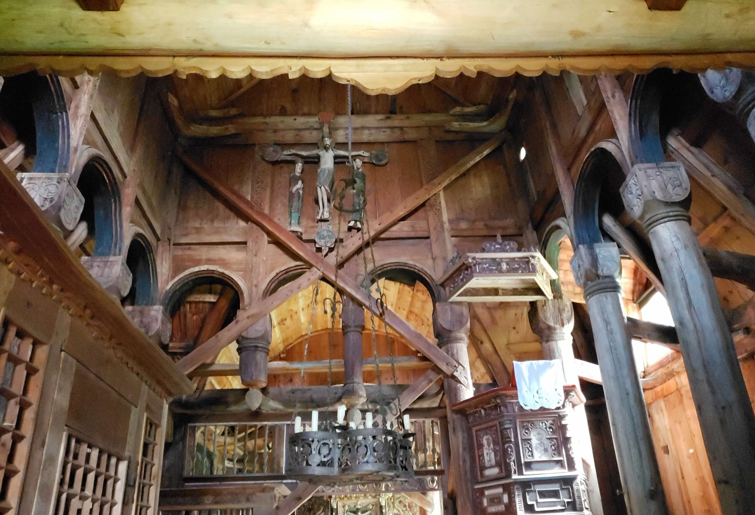 Inside Ornes Stave church