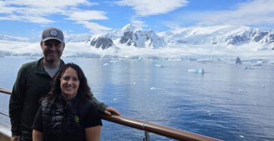 Us aboard Atlas Ocean Adventures Expedition in Antarctica