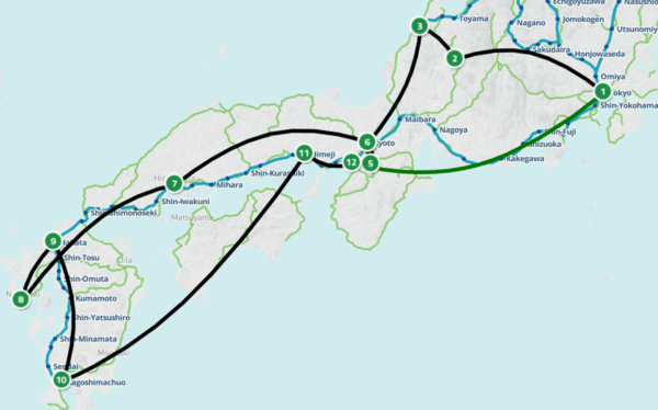 Our Japan Rail Pass Map